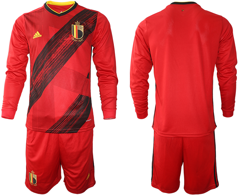 Cheap Men 2021 European Cup Belgium home Long sleeve blank soccer jerseys